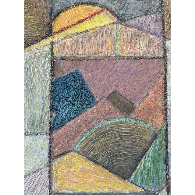 Saffron Cubist Abstract Oil on Canvas For Sale - Image 8 of 12