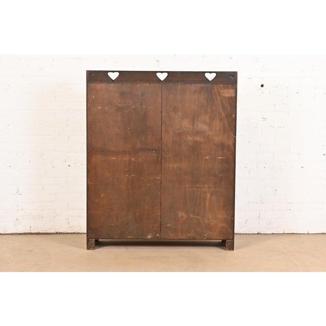 Stickley Brothers Style Antique Mission Oak Arts & Crafts Glass Front Double Bookcase Cabinet, Circa 1900 For Sale - Image 10 of 11