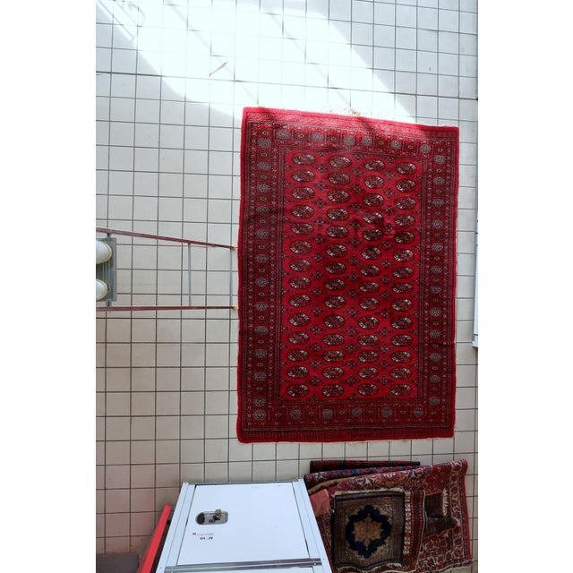 1960s, Handmade Vintage Turkmen Ersari Rug 4.2' X 4.6' For Sale - Image 15 of 16