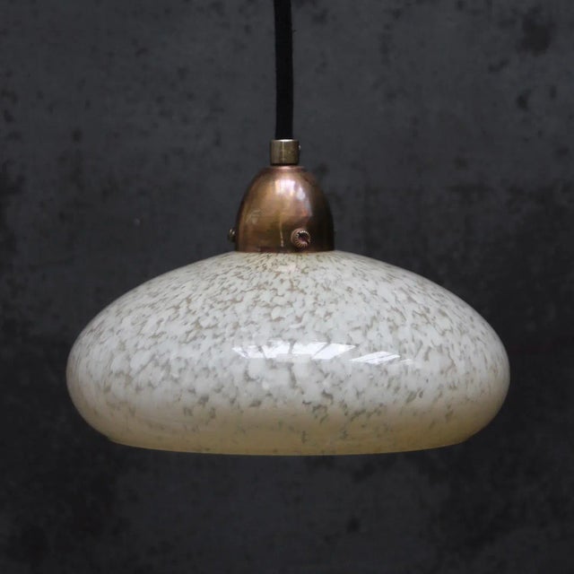 French Clichy Yellow Glass Pendant Lamp For Sale - Image 6 of 8