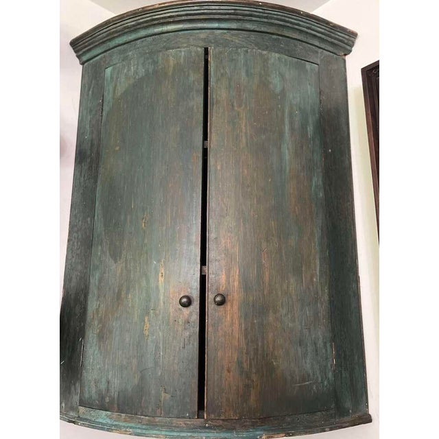 English English Hanging Corner Cupboard, Original Blue/Green Paint, Circa 1820 For Sale - Image 3 of 8