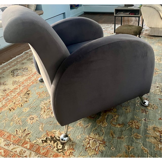 1970s Upholstered Postmodern Chair For Sale In New York - Image 6 of 6