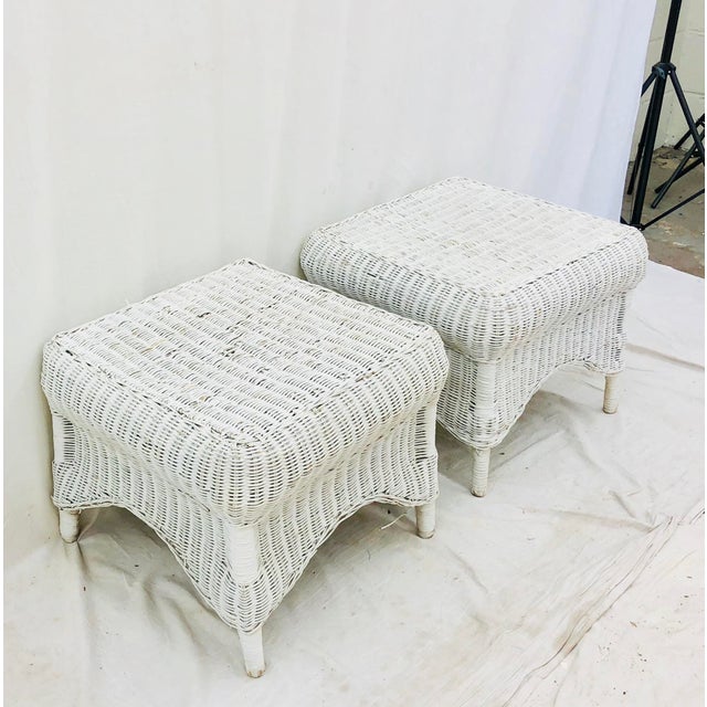 Pair Vintage Woven Wicker Ottomans Chairish