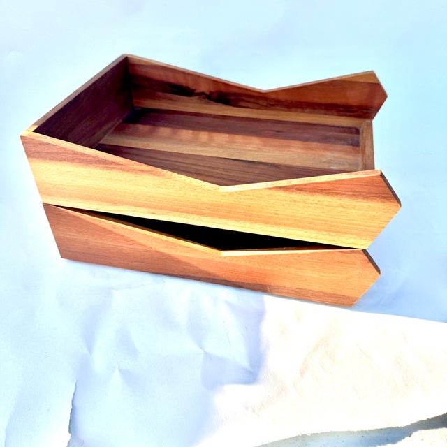 Contemporary European Beech Wood Two Tiered Letter Tray- 2 Pieces For Sale In Columbia, SC - Image 6 of 12