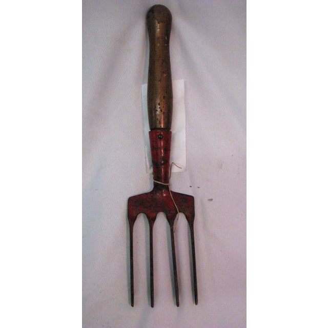 Antique Wooden Handled Garden Fork Made in England For Sale - Image 9 of 9