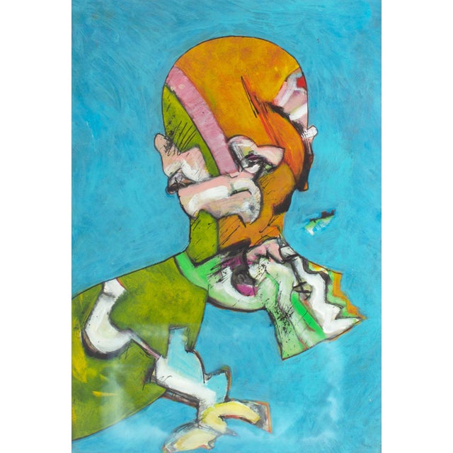 An abstract mixed media painting on paper by American artist James L. Bruch (1942-2023). This colorful work depicts the...
