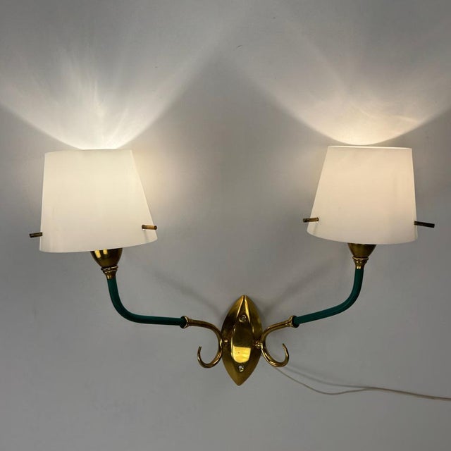 Mid-Century Italian Double Arm Wall Light, 1950s For Sale - Image 3 of 9