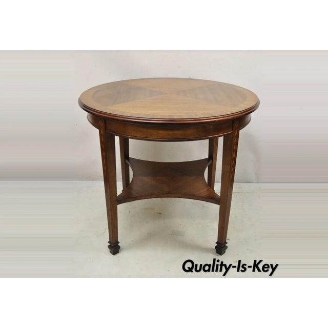 Antique Mahogany Edwardian Bellflower Inlay Round Center Table For Sale - Image 13 of 13