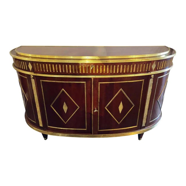 Palatial Russian Neoclassical Style Demilune Console Cabinet For Sale