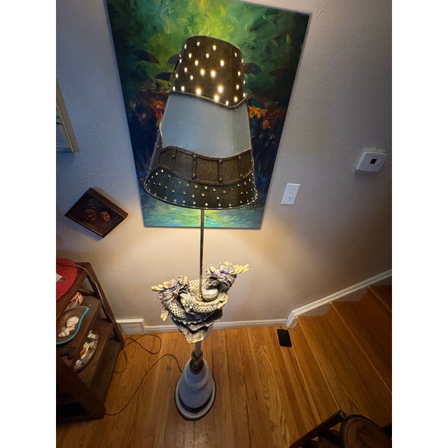 Mid-Century Hollywood Regency Chinoiserie Reticulated Ceramic & Dual Dragon Floor Lamp An exceptional and rare Mid-Century...