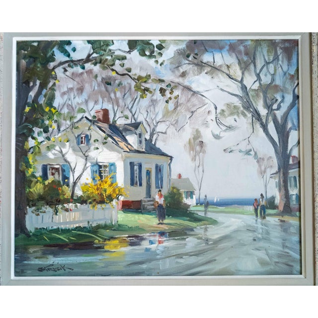 We are selling this impressionist landscape painting of a street scene in Rockport Massachusetts. This painting features a...