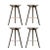 Set of 4 brown oak and copper bar stools by lassen dimensions: h 77 x w 36 x l 55.5 cm. Materials: oak, brass. In 1942...