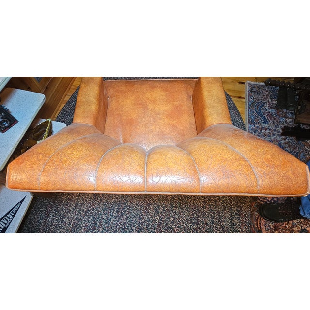 1970s Mid-Century Modern Faux Leather Swivel Rocker Chair For Sale - Image 10 of 17