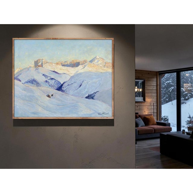 Emil Donat, Sunset Over the Dolomites, Early 1900s, Oil on Canvas For Sale - Image 17 of 18