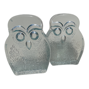 1960s Blenko Owl Glass Bookends