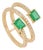 Mid 20th Style Spiral Wrap Emerald Diamond Multi Row Gold 14k Ring Size 5 For Sale