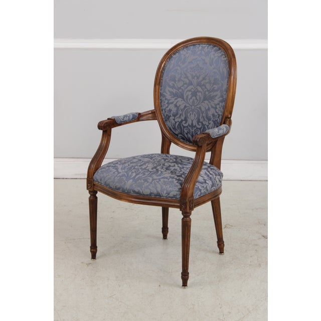 Set of 8 French Louis XVI Upholstered Dining Room Chairs For Sale - Image 4 of 18