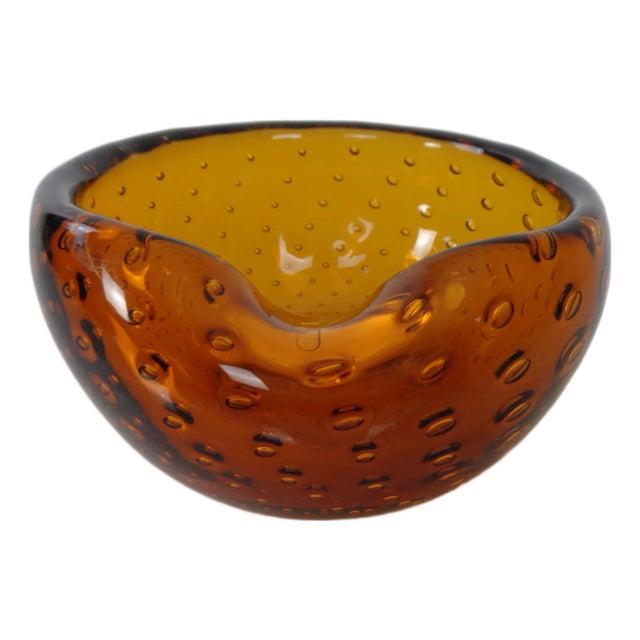 Amber Sommerso Murano Glass Ashtray, Italy, 1960s For Sale