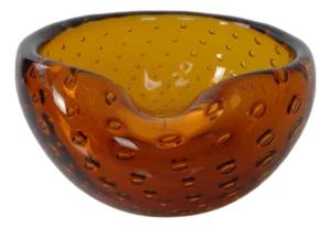 Amber Sommerso Murano Glass Ashtray, Italy, 1960s
