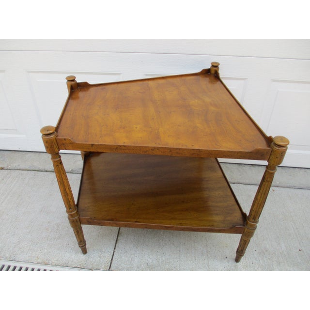 Neoclassical Heritage Two-Tier Wedge Shaped Side Table For Sale - Image 3 of 12