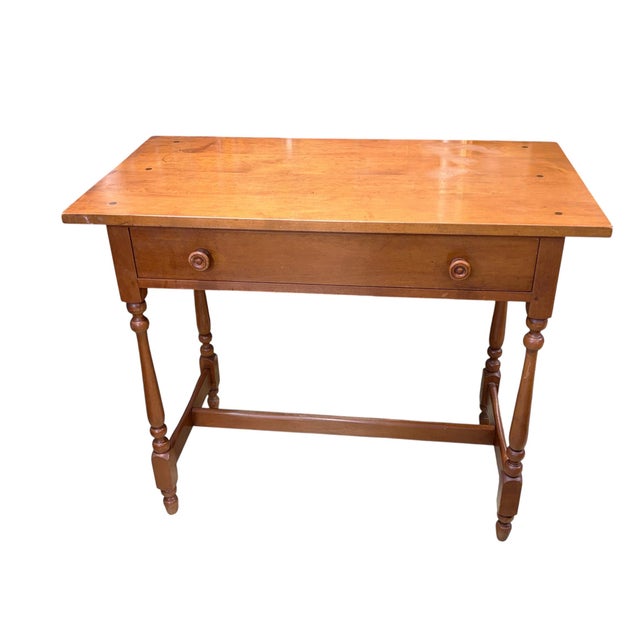 Vintage 1960s American Colonial Solid Cherry Wood Tavern /Writing Desk For Sale - Image 10 of 10