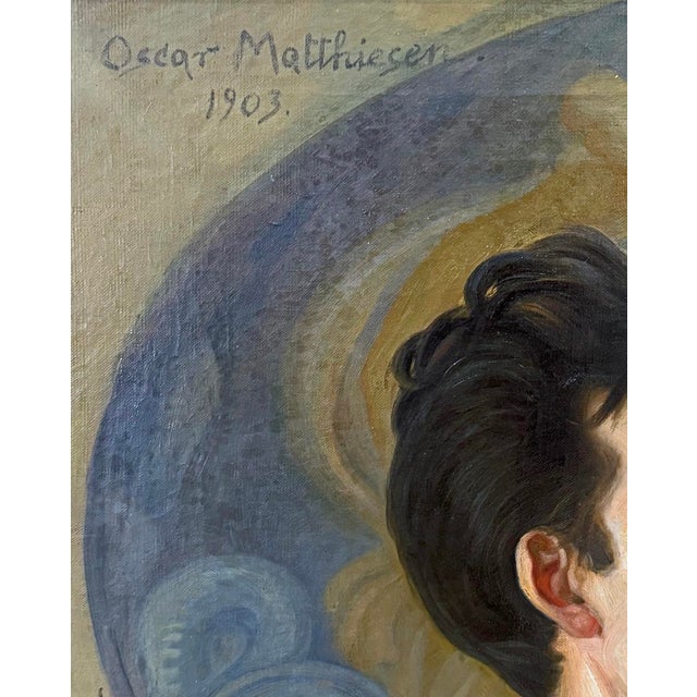 Oscar Matthiesen (1861-1957) "Sculpting the Nude," Monumental Danish Oil Painting For Sale - Image 4 of 5