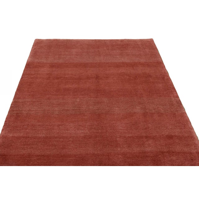 Modern Hand-Knotted Gabbeh Rug in Red For Sale - Image 4 of 11