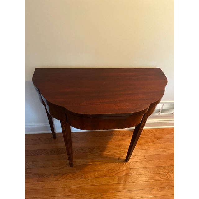 Henkel Harris Federal Style Mahogany Inlaid Flip Top Game Table For Sale - Image 11 of 12