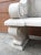 Light Gray Pair of Italian Carved Arched Back Limestone Garden Benches With Volute Supports For Sale - Image 8 of 12
