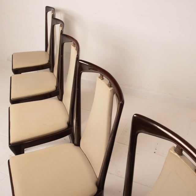 Mid-Century Modern Italian Mahogany Stained Dining Chairs by Osvaldo Borsani for Abv, 1950, Set of 6 For Sale - Image 13 of 18