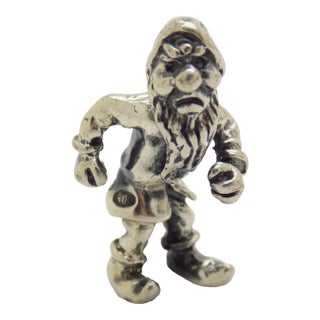 Vintage Italian Handmade Genuine Silver Garden Gnome Dollhouse Miniature Figurine For Sale