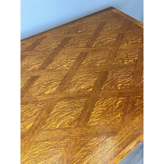 Brown Vintage French Louis XVI Style Carved Oak Extendable Dining Table For Sale - Image 8 of 13