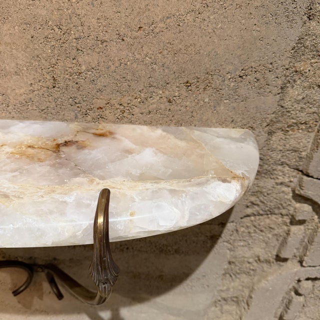 1950s Sculptural Venetian Wall Console Table Cristallo Brass Italy For Sale - Image 13 of 13