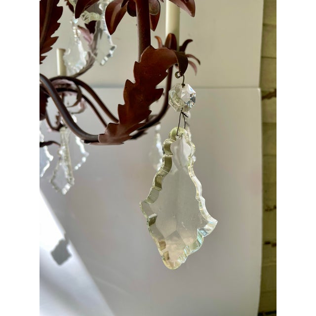 Tole Crystal Chandelier For Sale - Image 9 of 11