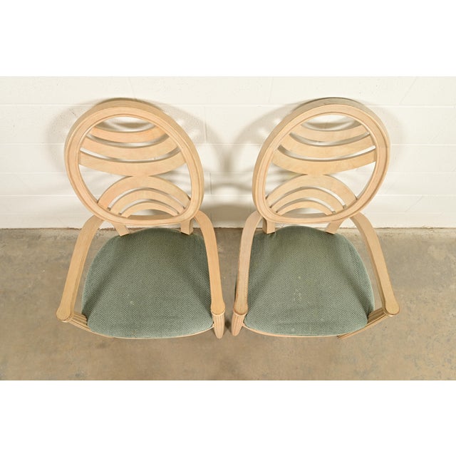1980s Henredon Modern Art Deco Carved Oak Armchairs, Pair For Sale - Image 5 of 16