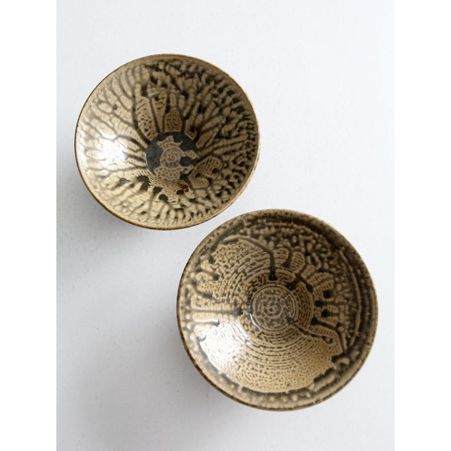 Tan Vintage Handmade Pottery Bowls Pair For Sale - Image 8 of 13