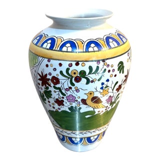 Majolica Style Ceramic Bird Vase For Sale