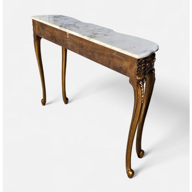 1940s Italian Marble Giltwood & Marble Console Tables-a Pair For Sale - Image 15 of 18