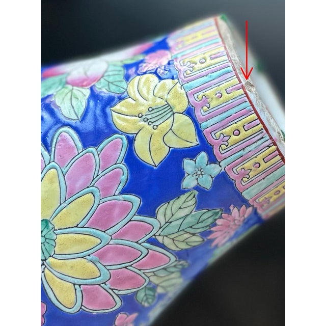 Cobalt Blue Famille Rose Seven Boys Porcelain Vase For Sale In Buffalo - Image 6 of 10