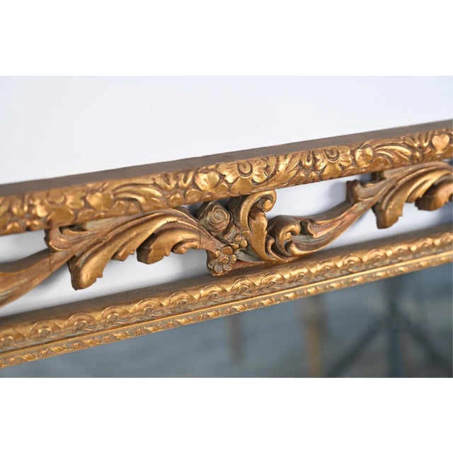 Mid 20th Century Vintage Italian Baroque Style Large Rectangular Wall Mirror For Sale - Image 5 of 10
