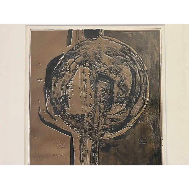 Abstract Nice Limited Edition Signed P Eisenberg Silkscreen to F an Abstract Form in Dramatic Black & Brown For Sale - Image 3 of 10