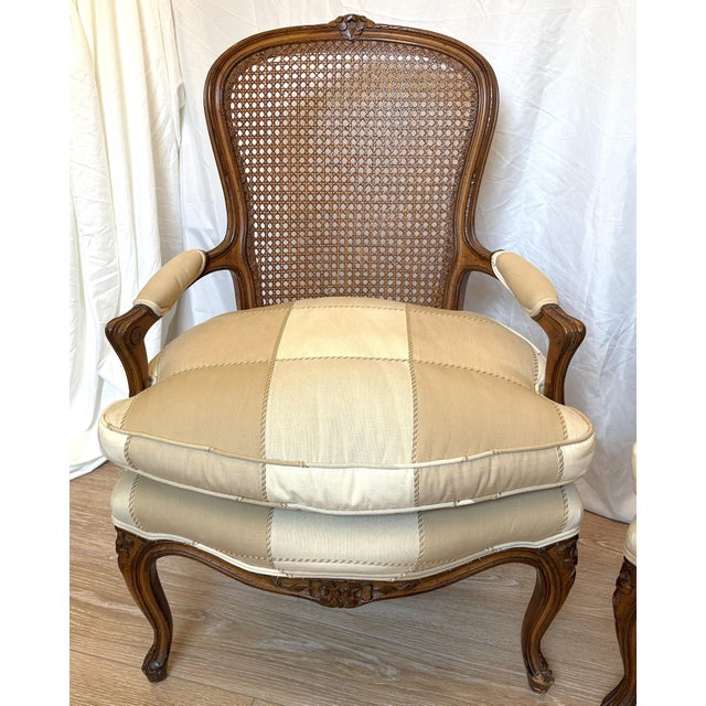 Wood Mid 20th Century Classic French Bergère Chairs With Cane Backs - A Pair For Sale - Image 7 of 18