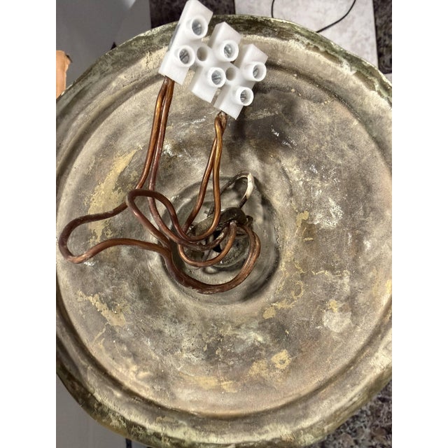 Gold Vintage Art Nouveau Ceiling Lamp with Glass Shades, France, 1910s For Sale - Image 8 of 9