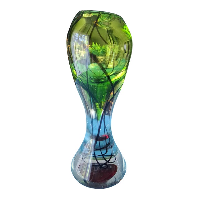 1950s Handblown Art Glass Vase For Sale