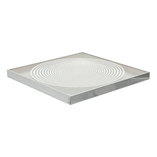 A striking Mid-Century Modern art glass mirror inspired by the groundbreaking optical compositions of Victor Vasarely....