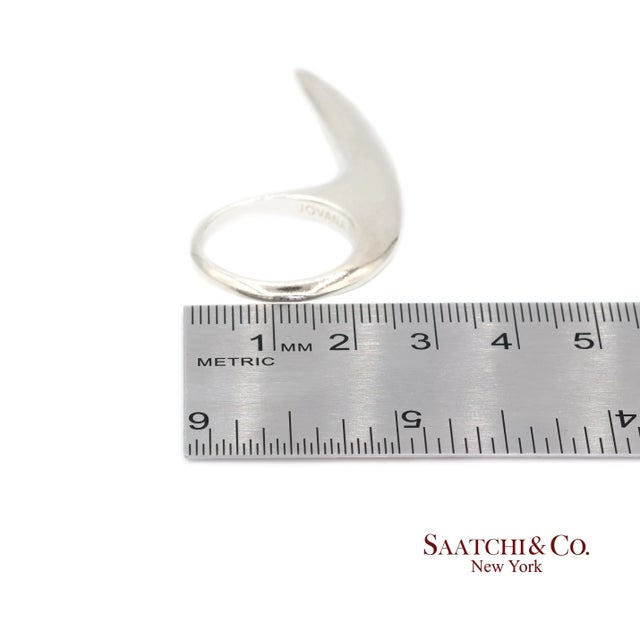 White Jovana Djuric Hand-Carved Sterling Silver (950) Large Slice Ring, Size 9.5 For Sale - Image 8 of 8
