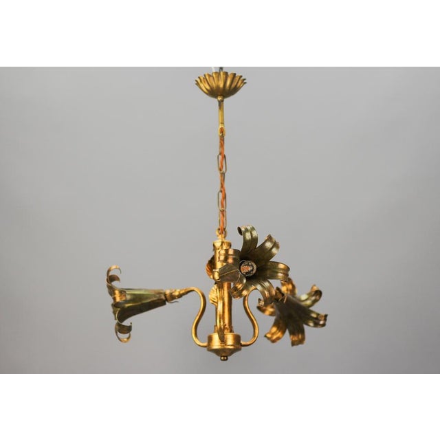 Gilt Metal Three-Light Chandelier by Hans Kögl, 1970s For Sale - Image 14 of 18