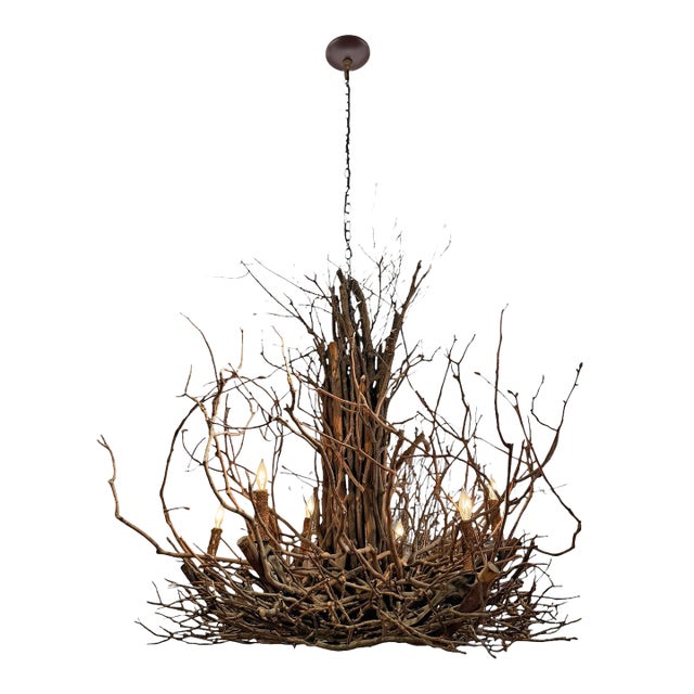 Late 20th Century Six-Arm Found Twig Chandelier For Sale