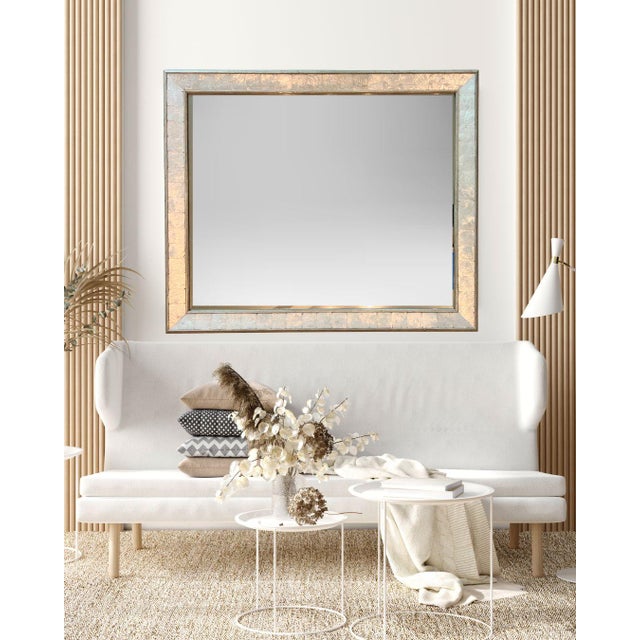 Contemporary 1990s Handcrafted Mother of Pearl Shell Mirror For Sale - Image 3 of 14