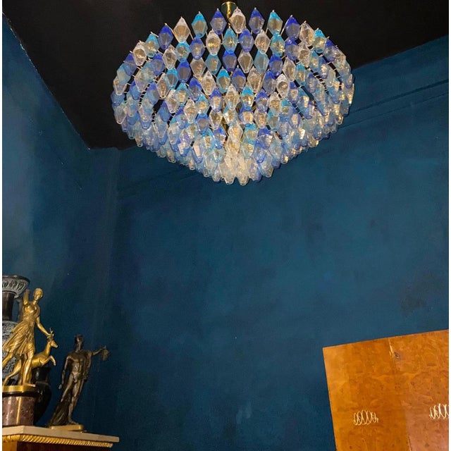 Sapphire Color Poliedri Murano Glass Ceiling Light or Chandelier For Sale - Image 10 of 18
